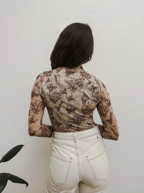 MESH TOP - FLORAL NEUTRAL