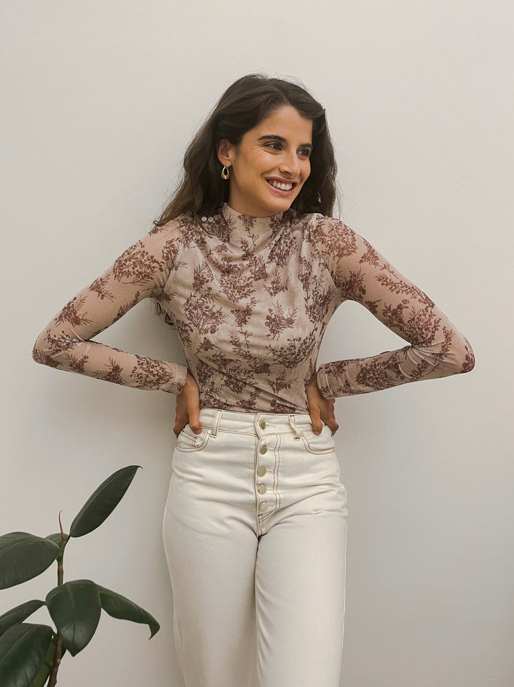 MESH TOP - FLORAL NEUTRAL