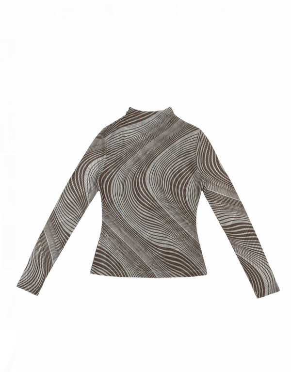 MESH MOCK NECK WAVE NATURAL