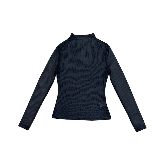 MESH MOCK NECK WAVE BLACK